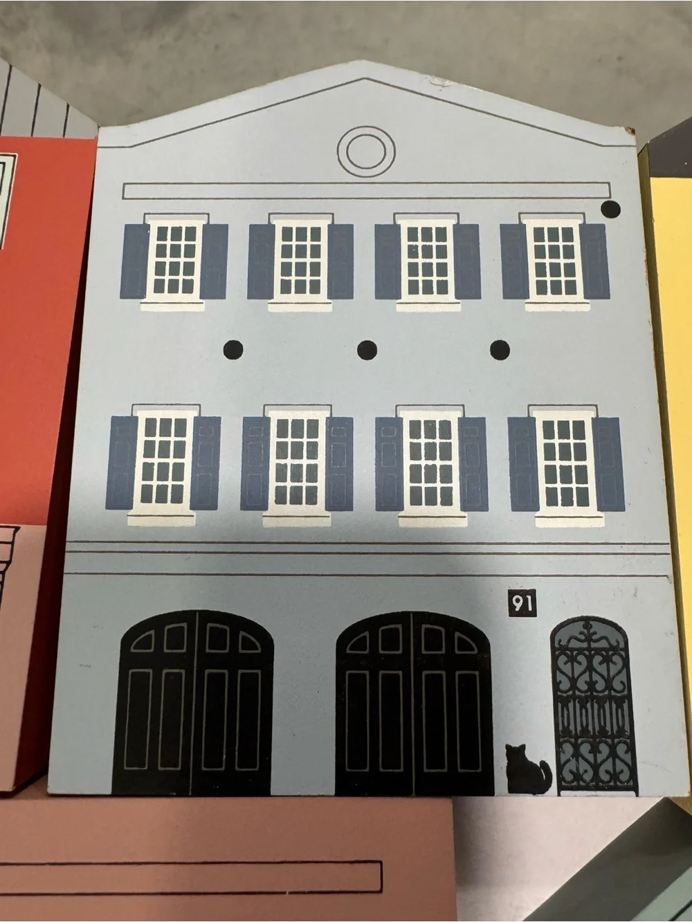 Cats meow Rainbow Row Collection set of 8 plus the market and town hall